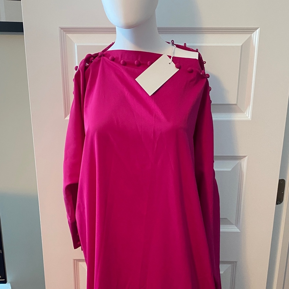Elegant Long Sleeve Fuchsia Dress